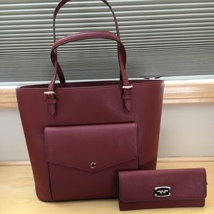 Michael Kors saffiano leather tote and wallet.